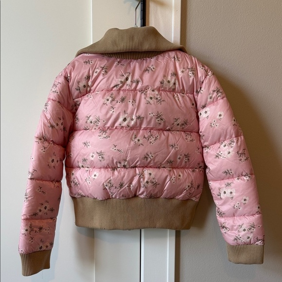 Floral Pink Kids Puffer Coat - Picture 2 of 4